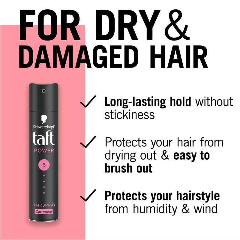 Schwarzkopf Taft Power Cashmere лак за коса с екстра силна фиксация за суха и увредена коса Cashmere 250 мл.