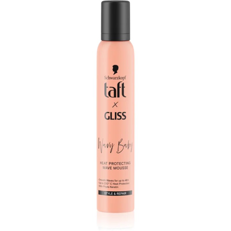 Schwarzkopf Taft x Gliss пяна за обем и форма на прическа защитаваща косата при топлинно третирана за чуплива и къдрава коса 200 мл.