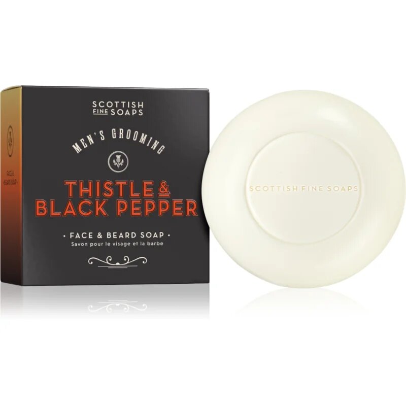 Scottish Fine Soaps Thistle & Black Pepper твърд сапун за зоната на лицето и брадата 100 гр.