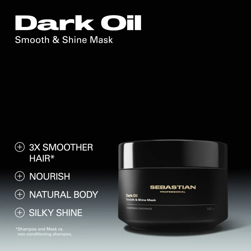 Sebastian Professional Dark Oil интензивна подхранваща маска за блясък и мекота на косата 145 мл.
