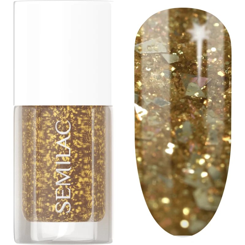 Semilac Glitter Nails бляскав лак за нокти цвят 042 Flakes of Gold 7 мл.