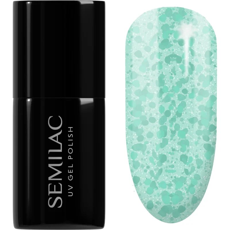Semilac UV Hybrid Crushed_ICE гел лак за нокти с използване на UV/LED лампа цвят 495 Mint Glacier 7 мл.