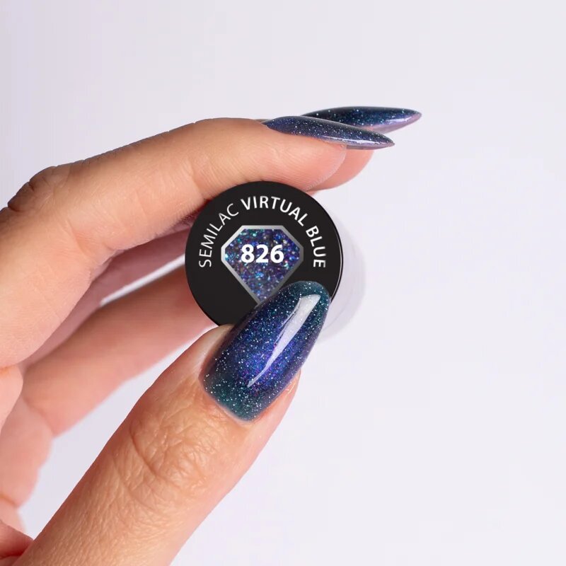 Semilac UV Hybrid Galaxy Flash гел лак за нокти с използване на UV/LED лампа цвят 826 Virtual Blue 7 мл.