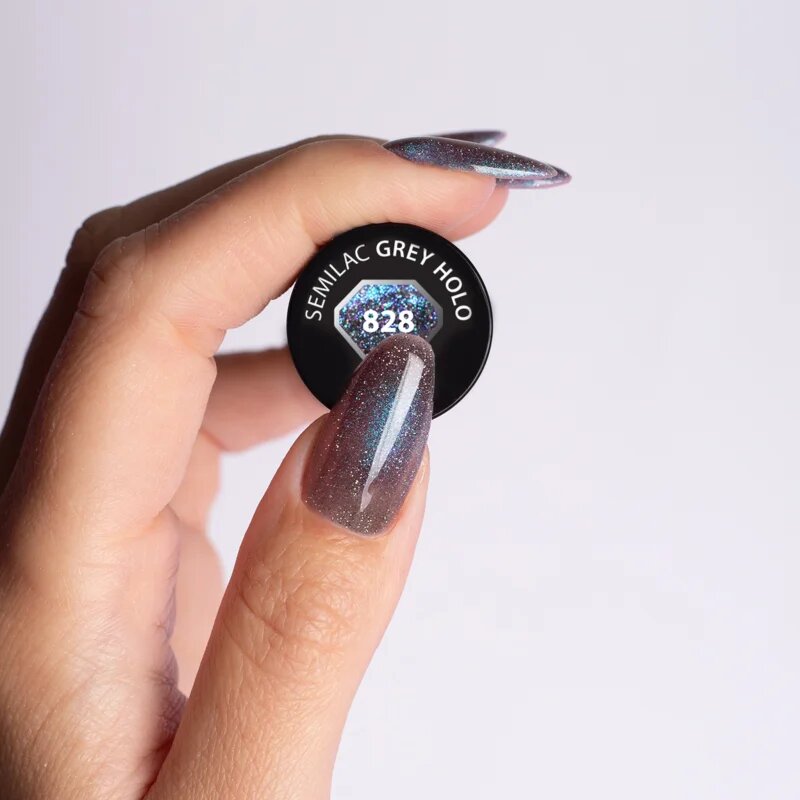Semilac UV Hybrid Galaxy Flash гел лак за нокти с използване на UV/LED лампа цвят 828 Grey Holo 7 мл.