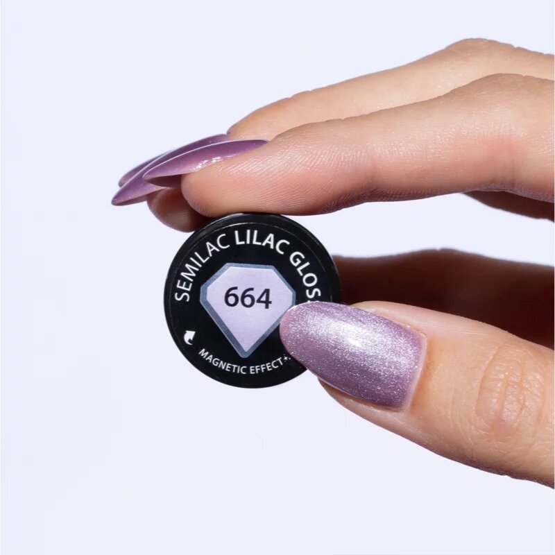 Semilac UV Hybrid Gloss GALA гел лак за нокти с използване на UV/LED лампа цвят 664 Lilac Gloss 7 мл.