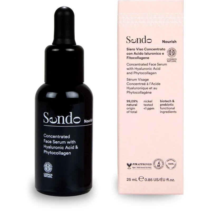 Sendo Nourish Concentrated Face Serum with Hyaluronic Acid & Phytocollagen концентрат с хиалуронова киселина и фитоколаген 25 мл.
