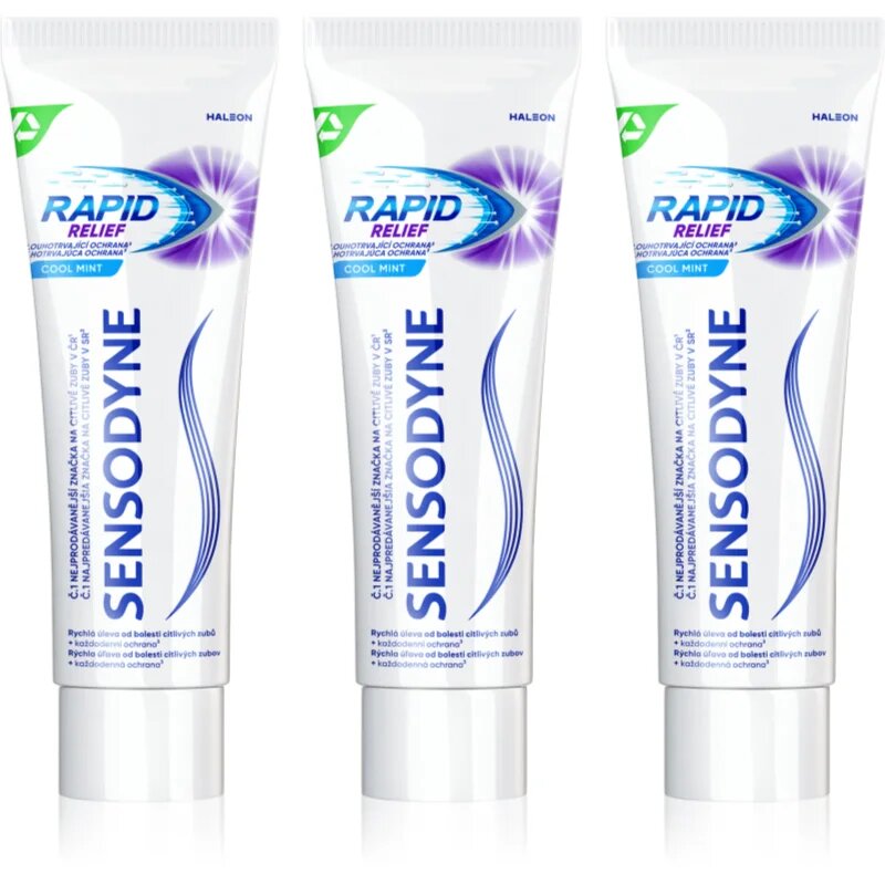Sensodyne Rapid Cool Mint паста за зъби с флуорид за чувствителни зъби 3x75 мл.