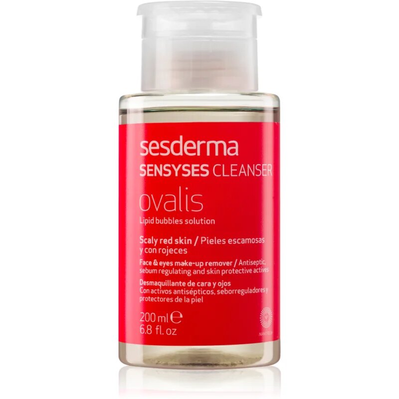 Sesderma Sensyses Cleanser Ovalis лосион за почистване на фон дьо тен за чувствителна и зачервена кожа 200 мл.