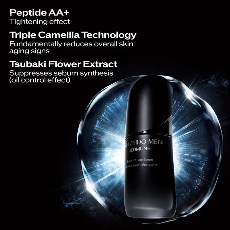 Shiseido Men Ultimune Power Infusing Serum концентриран серум против признаците на стареене на кожата за мъже 50 мл.
