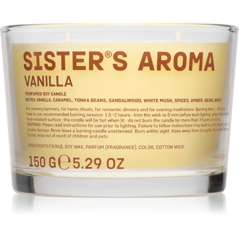 Sister's Aroma Candle Vanilla ароматна свещ 150 гр.