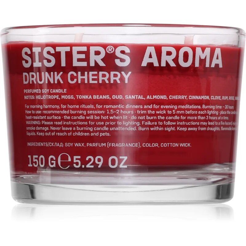 Sister's Aroma Drunk Cherry ароматна свещ 150 гр.