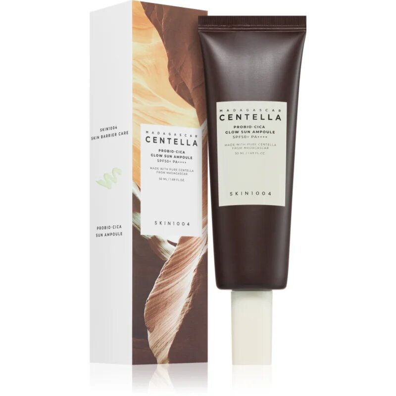 SKIN1004 Madagascar Centella Probio-Cica Glow Sun Ampoule защитен серум възстановяващ кожната бариера SPF 50+ 50 мл.