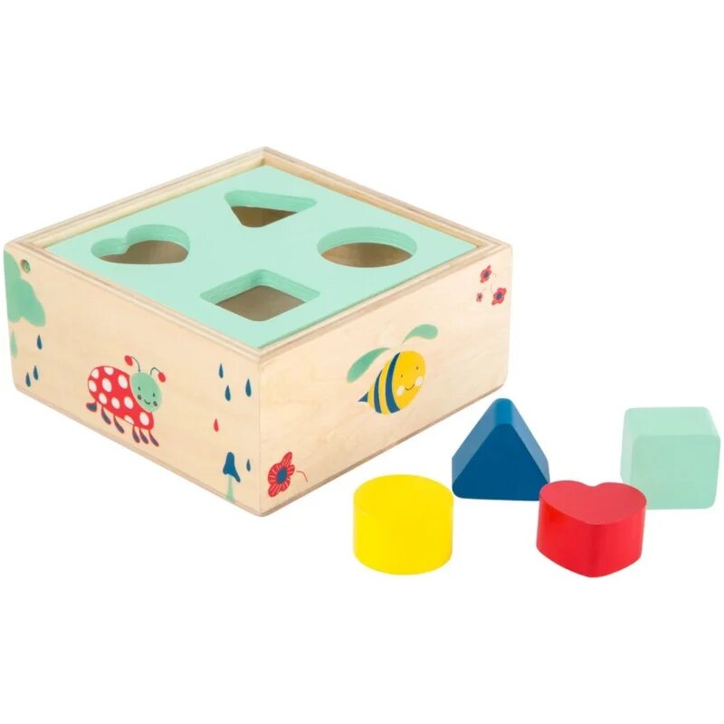 Small foot Shape-Fitting Cube Forest играчка сортер от дърво 12 m+ 5 бр.