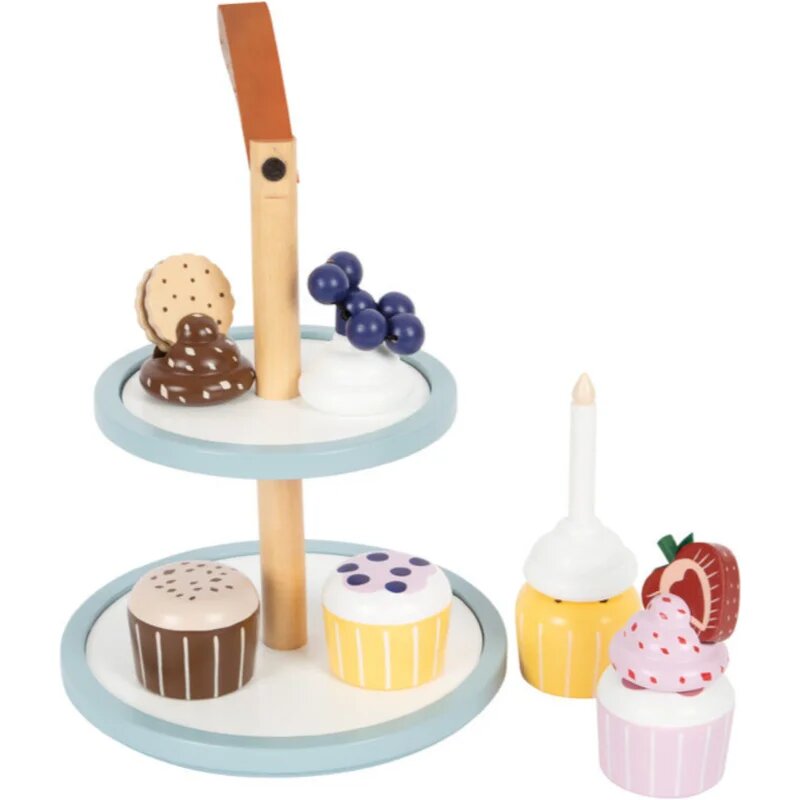 Small foot Tasty Cupcake Display Tray комплект играчки от дърво 3 y+ 13 бр.