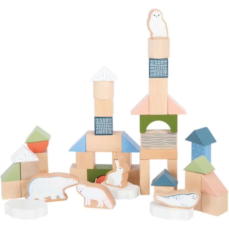 Small foot Wooden Building Blocks Dino кубчета от дърво 12 m+ 20 бр.