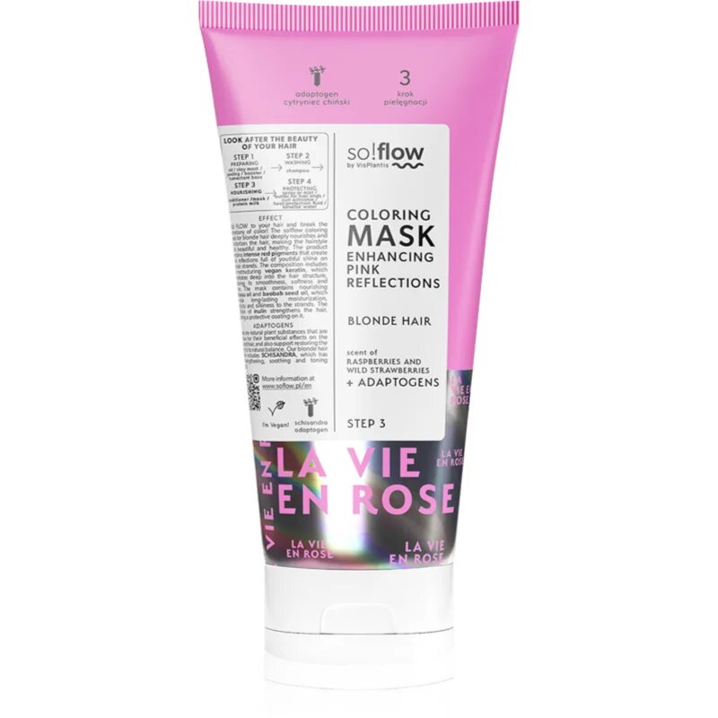 so!flow Coloring Mask Blonde Hair Интензивна възстановяваща цветна маска цвят Pink 200 мл.