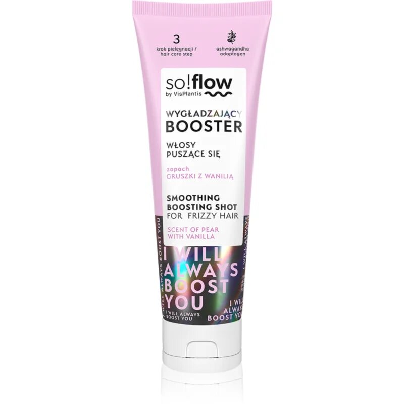 so!flow Frizzy and Dry Hair Smoothing Boosting Shot изглаждащ серум против цъфтене 75 мл.