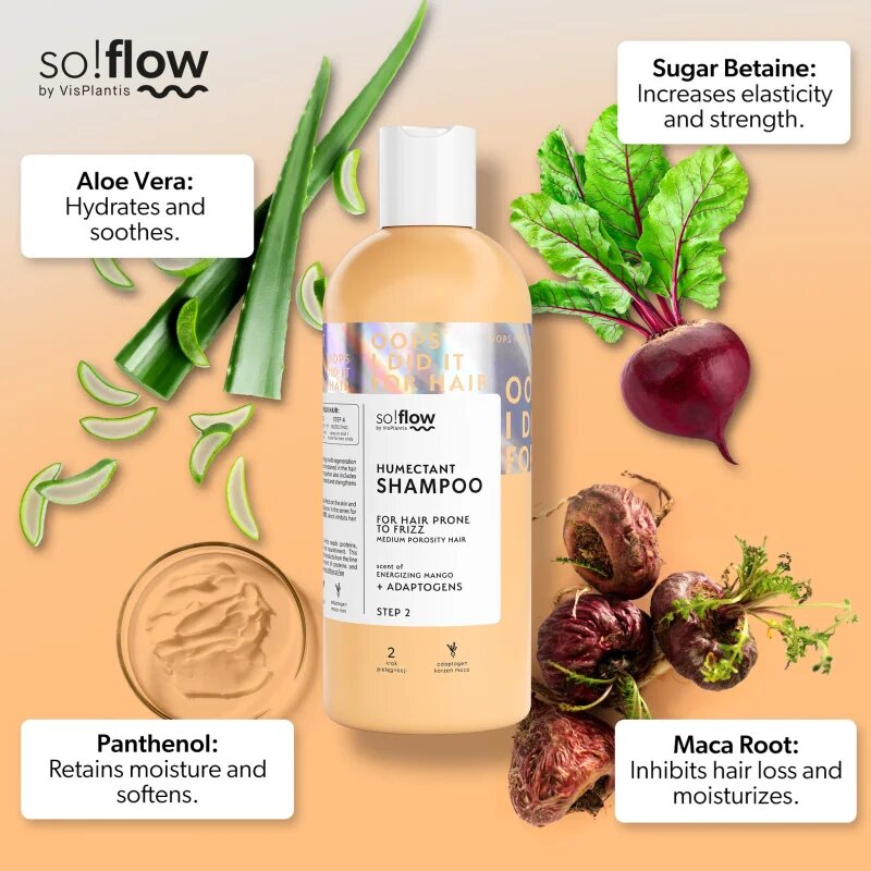 so!flow Medium Porosity Hair Humectant Shampoo изглаждащ шампоан против цъфтене 400 мл.
