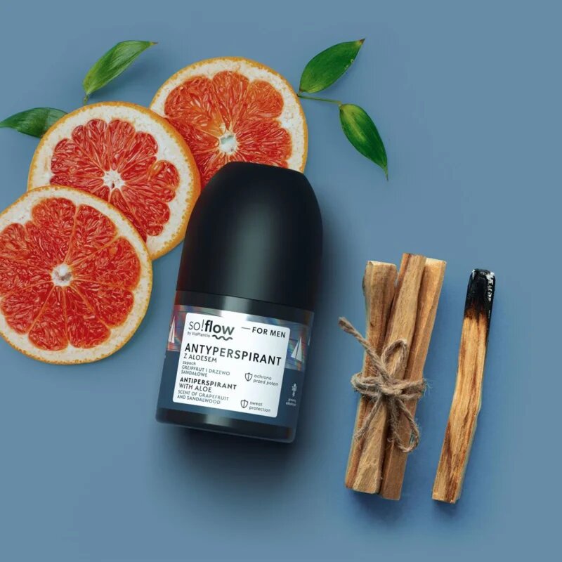 so!flow Men Antiperspirant рол- он против изпотяване за мъже Aloe scent of Grapefruit and Sandalwood 50 мл.