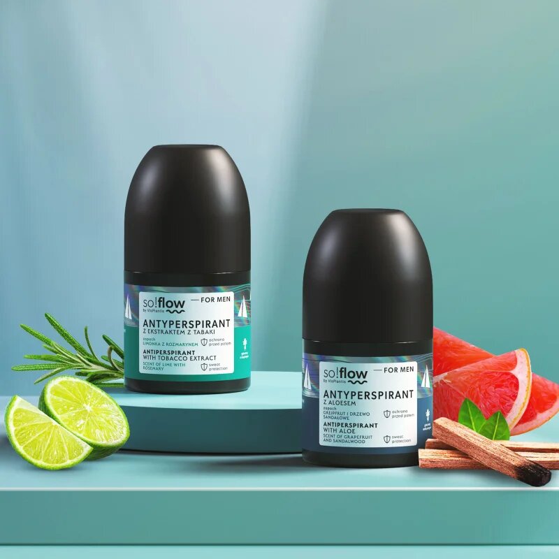 so!flow Men Antiperspirant рол- он против изпотяване за мъже Tobacco extract scent of Lime with Rosemary 50 мл.