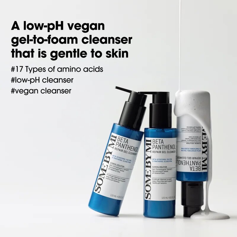 Some By Mi Beta Panthenol Repair Gel Cleanser лек почистващ гел за чувствителна кожа на лицето 120 мл.