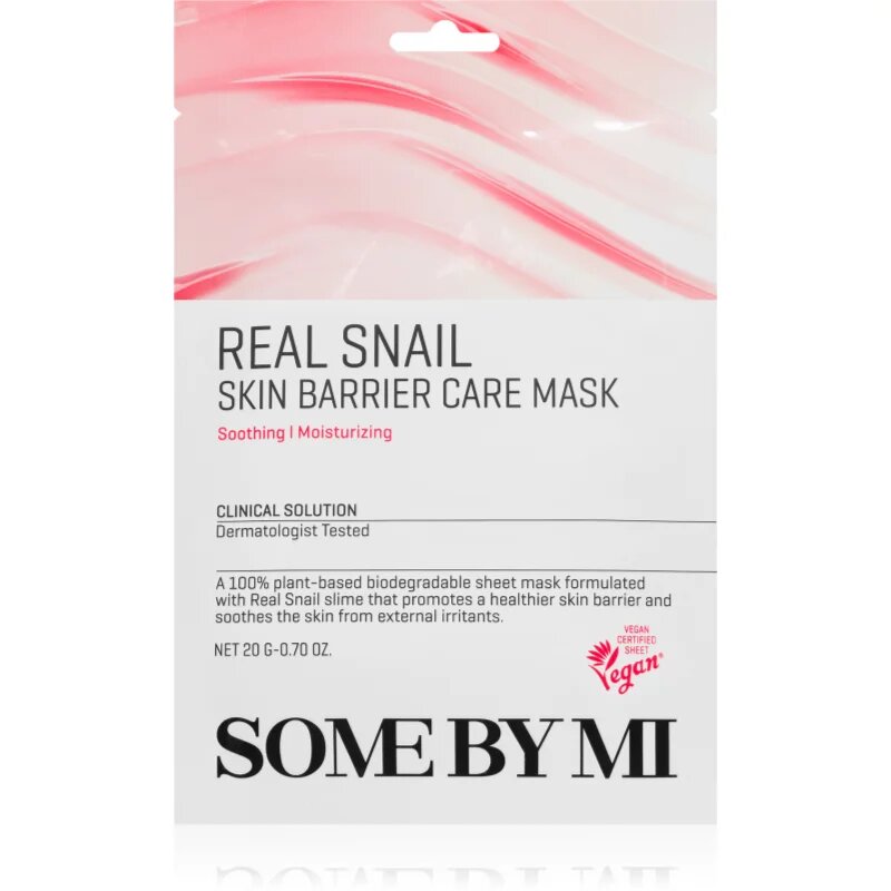 Some By Mi Clinical Solution Snail Skin Barrier Care Mask подсилваща платнена маска за регенерация и възстановяване на кожата 20 гр.