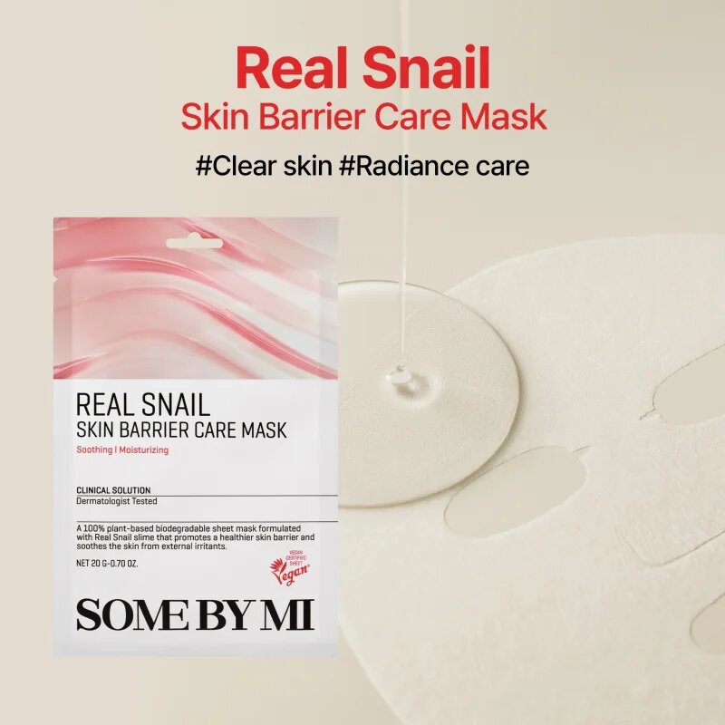 Some By Mi Clinical Solution Snail Skin Barrier Care Mask подсилваща платнена маска за регенерация и възстановяване на кожата 20 гр.
