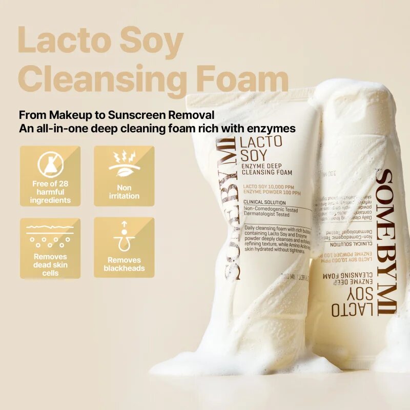 Some By Mi Lacto Soy Enzyme Deep Cleansing Foam дълбокопочистваща пяна с успокояващ ефект 100 мл.