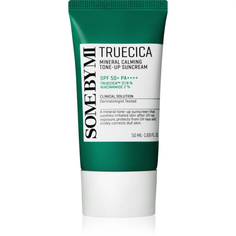 Some By Mi Truecica Mineral Calming Tone-up Suncream успокояващ и защитен крем SPF 50+ 50 мл.