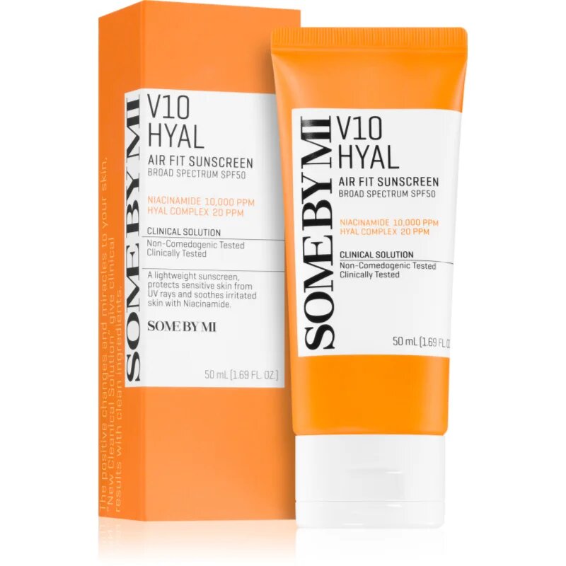 Some By Mi V10 Hyal Air Fit Sunscreen лек защитен крем за лице SPF 50+ 50 мл.