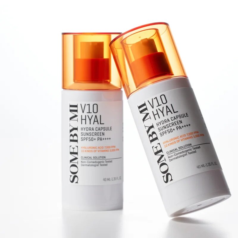 Some By Mi V10 Hyal Hydra Capsule Sunscreen защитен крем за чувствителна и нетолерантна кожа на лицето SPF 50+ 40 мл.