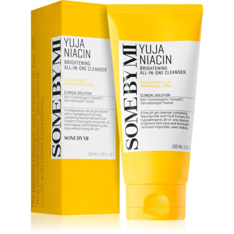 Some By Mi Yuja Niacin Brightening All in One Cleanser озаряваща почистваща пяна за чувствителна кожа на лицето 100 мл.