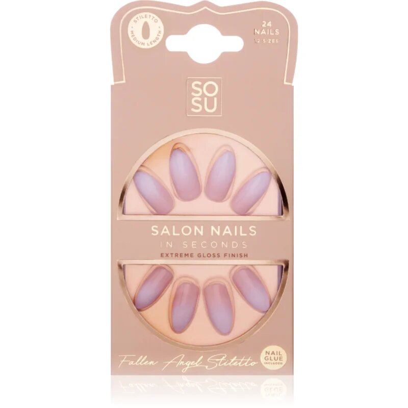 SOSU Cosmetics Salon Nails Изкуствени нокти цвят Fallen Angel 24 бр.