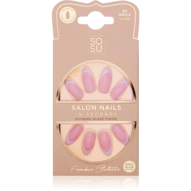 SOSU Cosmetics Salon Nails Изкуствени нокти цвят Frenchie 24 бр.