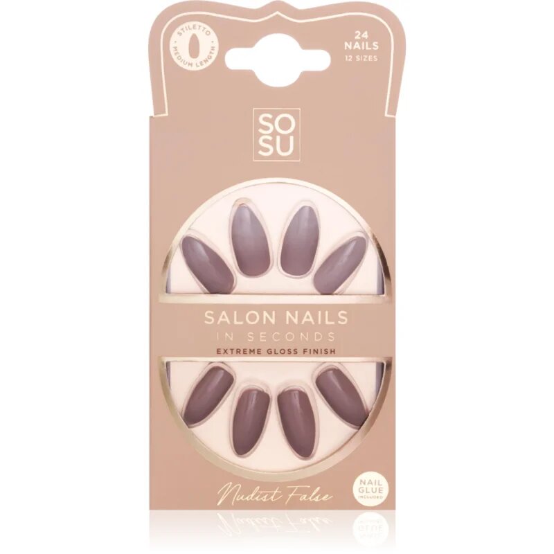 SOSU Cosmetics Salon Nails Изкуствени нокти цвят Nudist 24 бр.