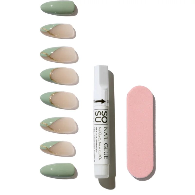 SOSU Cosmetics Salon Nails Изкуствени нокти цвят Soft Sage 30 бр.