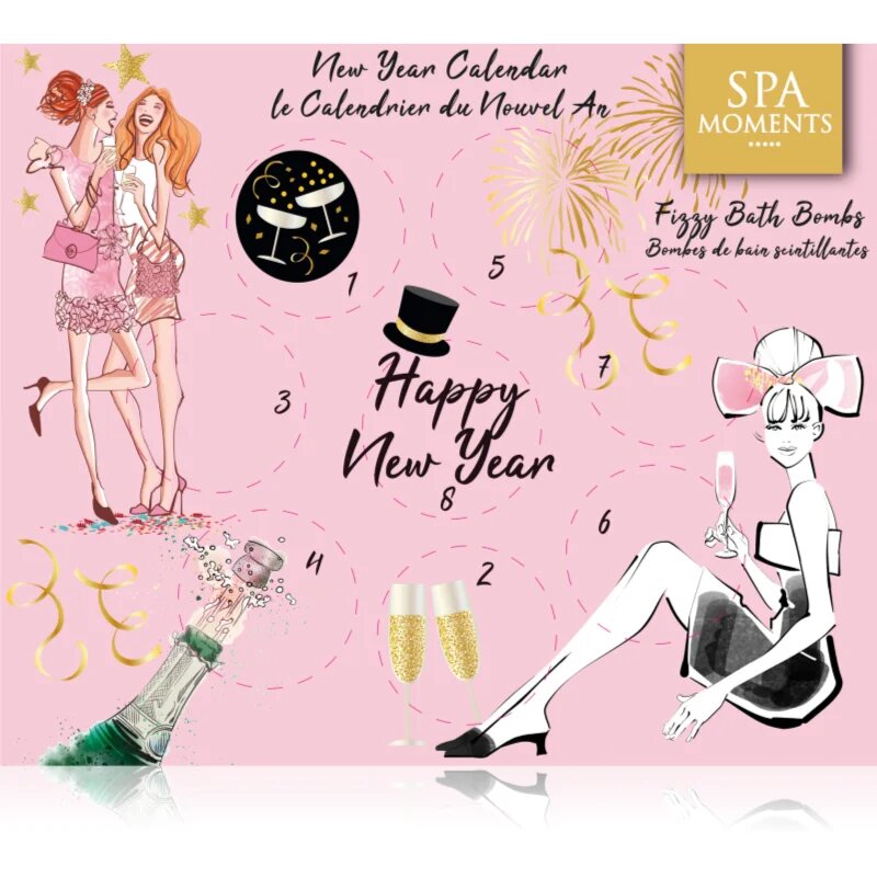 Spa Moments Happy New Year Sparkling Bath Bombs Календар за обратно отброяване до Нова година