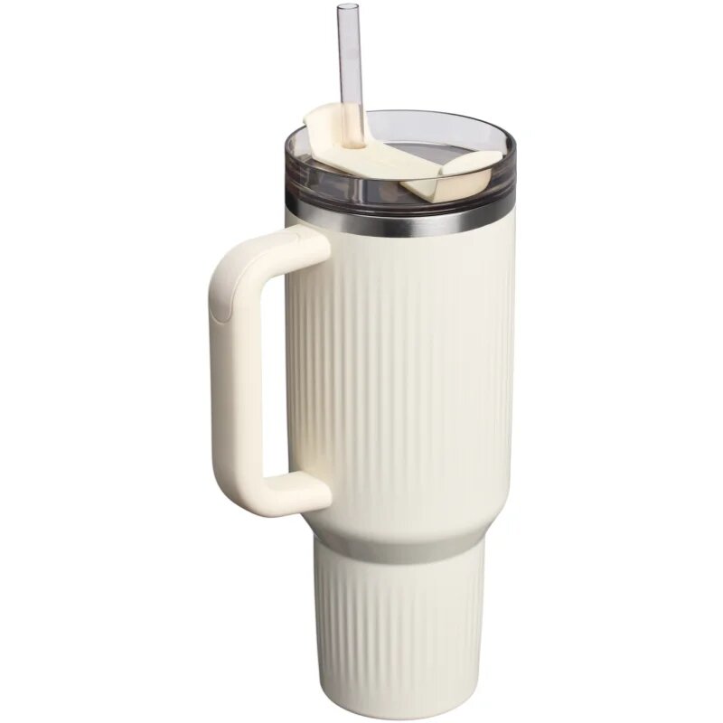 Stanley Quencher H2.O FlowState™ Fluted Tumbler неръждаема термочаша със сламка голям Cream Gloss 1 бр.