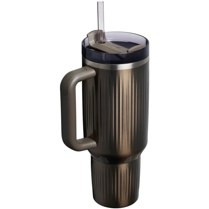 Stanley Quencher H2.O FlowState™ Fluted Tumbler неръждаема термочаша със сламка голям Gunmetal Shine 1 бр.
