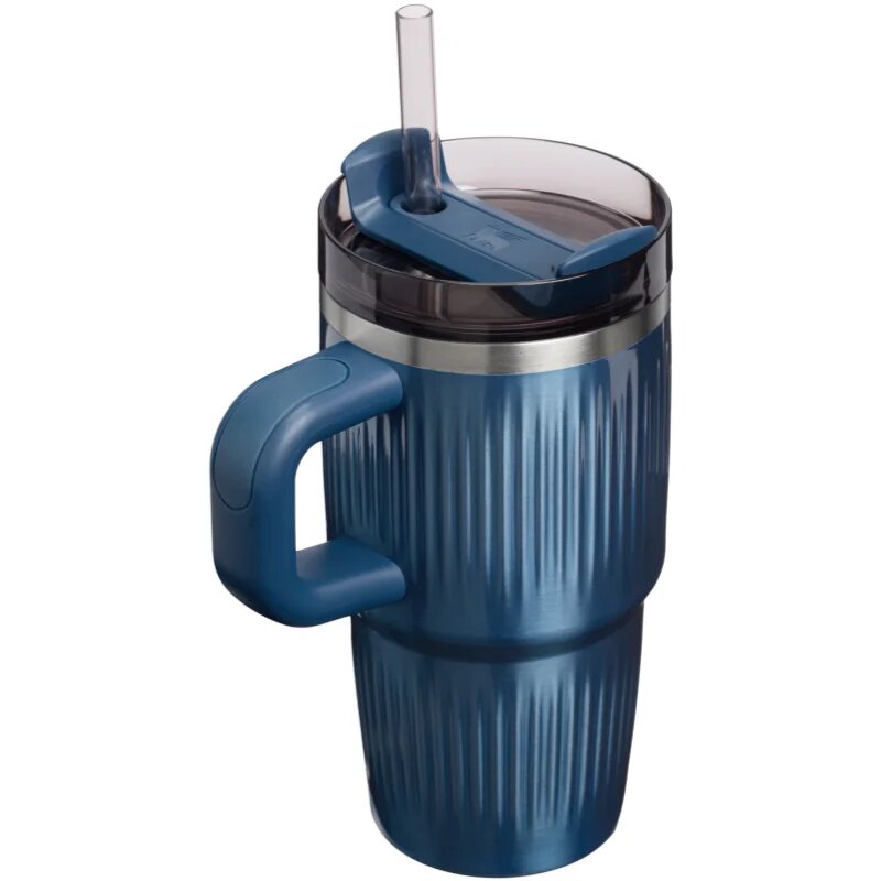 Stanley Quencher H2.O Fluted Tumbler неръждаема термочаша със сламка малък Glacial Blue Shine 1 бр.