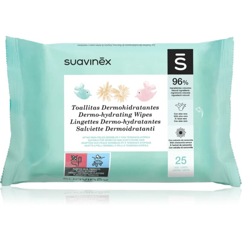Suavinex Baby Dermo-hydrating Wipes мокри кърпички за лице и тяло 25 бр.
