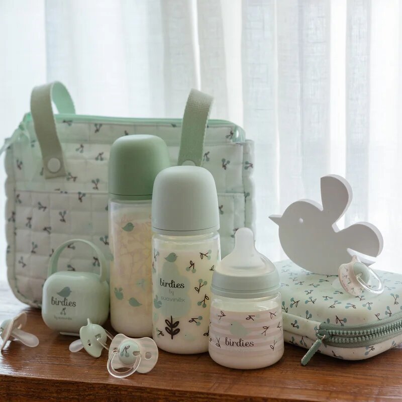 Suavinex Birdies Anticolic Baby Bottle бебешко шише Green 270 мл.