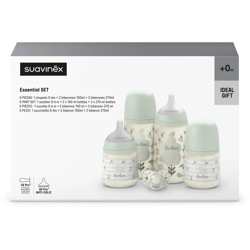 Suavinex Birdies Set комплект за бебета 0m+ Green