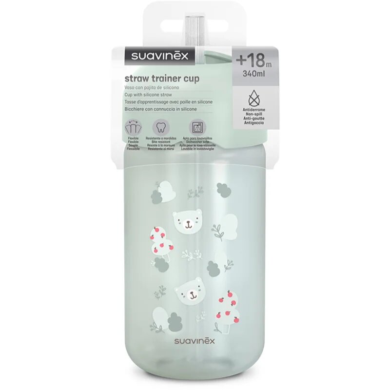 Suavinex Wild & Free Bottle шише със сламка Green 18m+ 340 мл.