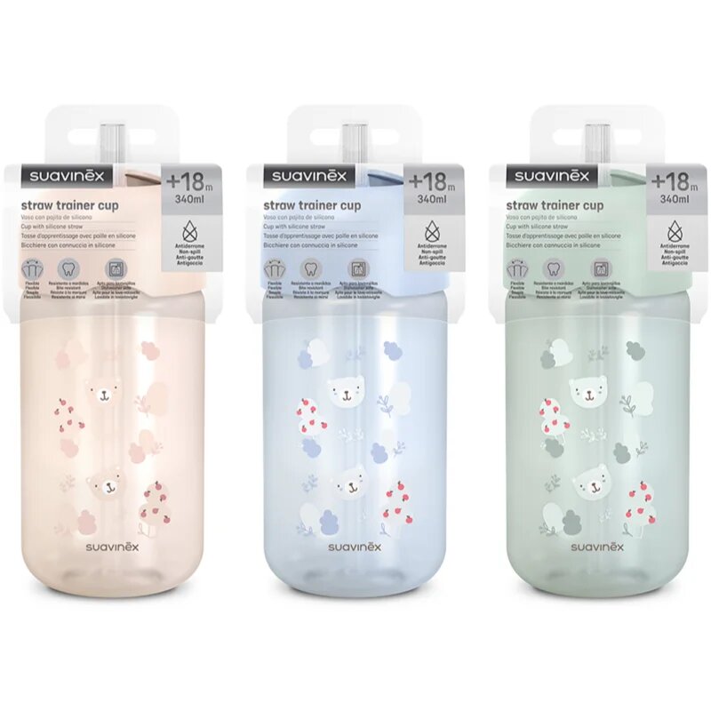 Suavinex Wild & Free Bottle шише със сламка Green 18m+ 340 мл.