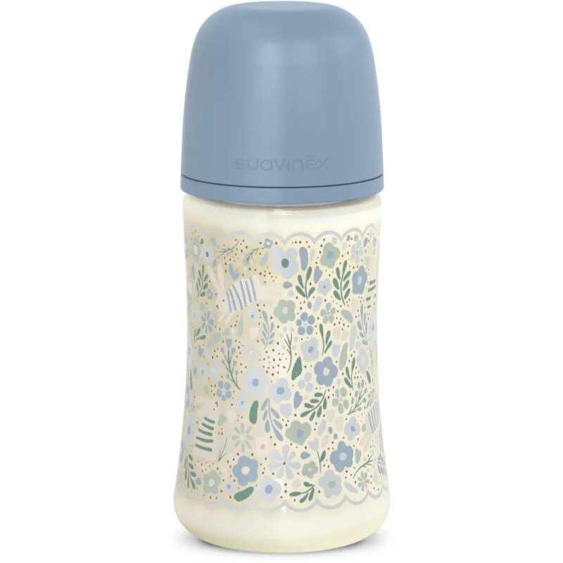 Suavinex Wonderland SX Pro Physiological Anti-Colic бебешко шише M Medium Flow 3 m+ Blue Flower 270 мл.