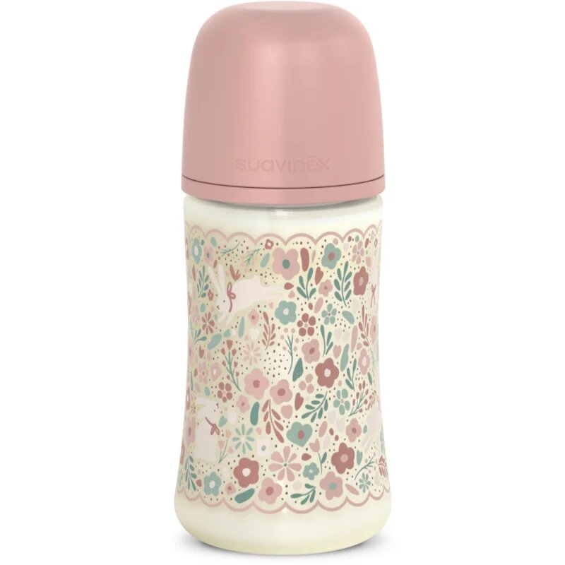 Suavinex Wonderland SX Pro Physiological Anti-Colic бебешко шише M Medium Flow 3 m+ Pink Flower 270 мл.