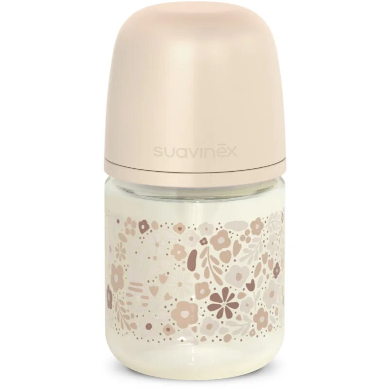 Suavinex Wonderland SX Pro Physiological Anti-Colic Glass стъклено бебешко шише +0 SF Cream Flower 120 мл.