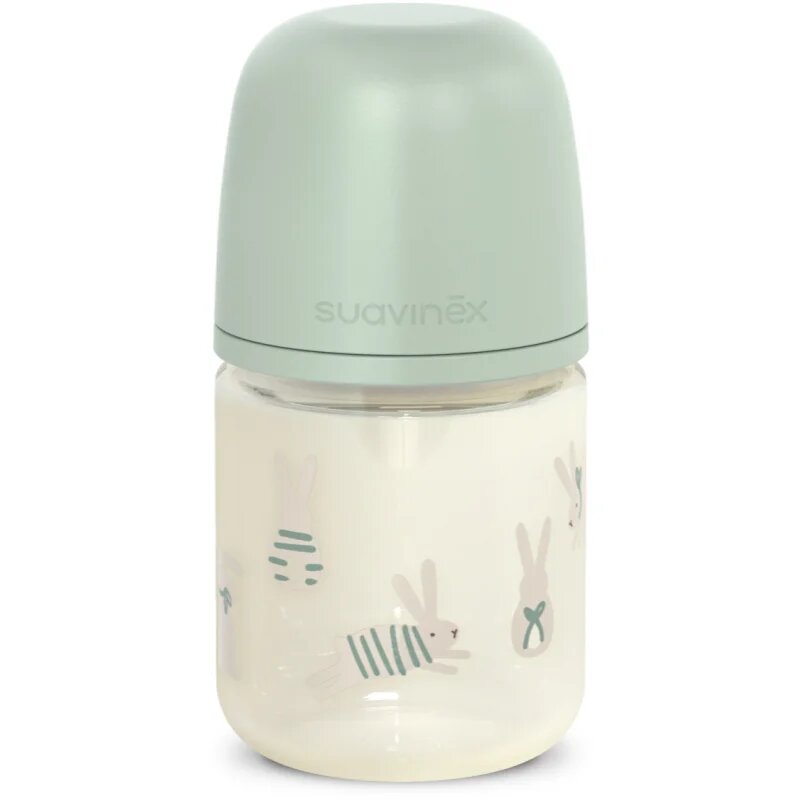 Suavinex Wonderland SX Pro Physiological Anti-Colic Glass стъклено бебешко шише +0 SF Green Bunny 120 мл.