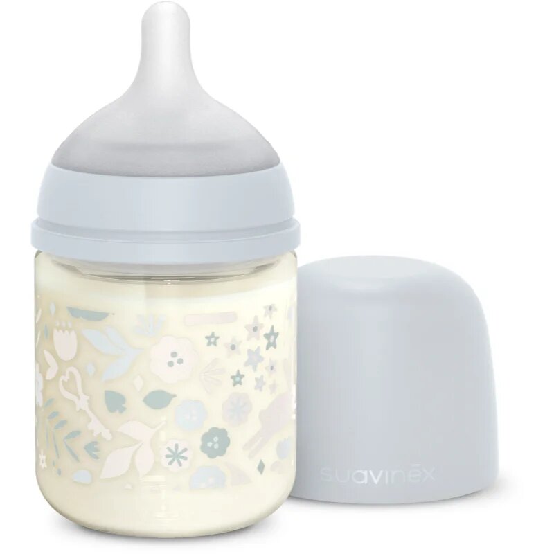 Suavinex Wonderland SX Pro Physiological Anti-Colic Glass стъклено бебешко шише S Slow Flow 0 m+ Liberty Blue 1 бр.